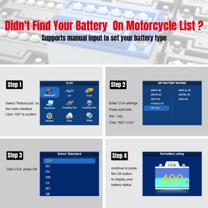 KONNWEI KW700 12V / 24V 2.8 inch Color Screen Car Battery Tester with Printer, KW700 – Bild 9