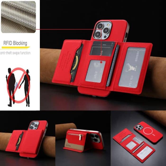 Zipper Horizontal Magnetic Card Bag RFID MagSafe Phone Case, For iPhone 15 Pro Max, For iPhone 15 Pro, For iPhone 15 Plus, For iPhone 15 – Bild 7