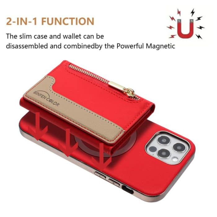 Zipper Horizontal Magnetic Card Bag RFID MagSafe Phone Case, For iPhone 12 / 12 Pro, For iPhone 11 Pro Max, For iPhone 11, For iPhone 11 Pro – Bild 2
