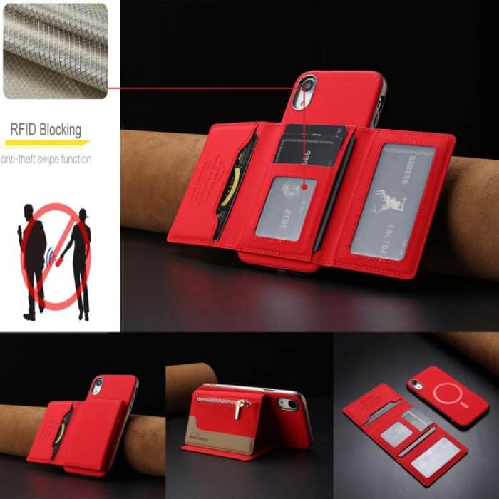 Zipper Horizontal Magnetic Card Bag RFID MagSafe Phone Case, For iPhone XR, For iPhone 8 Plus / 7 Plus, For iPhone 8 / 7 / 6 – Bild 7