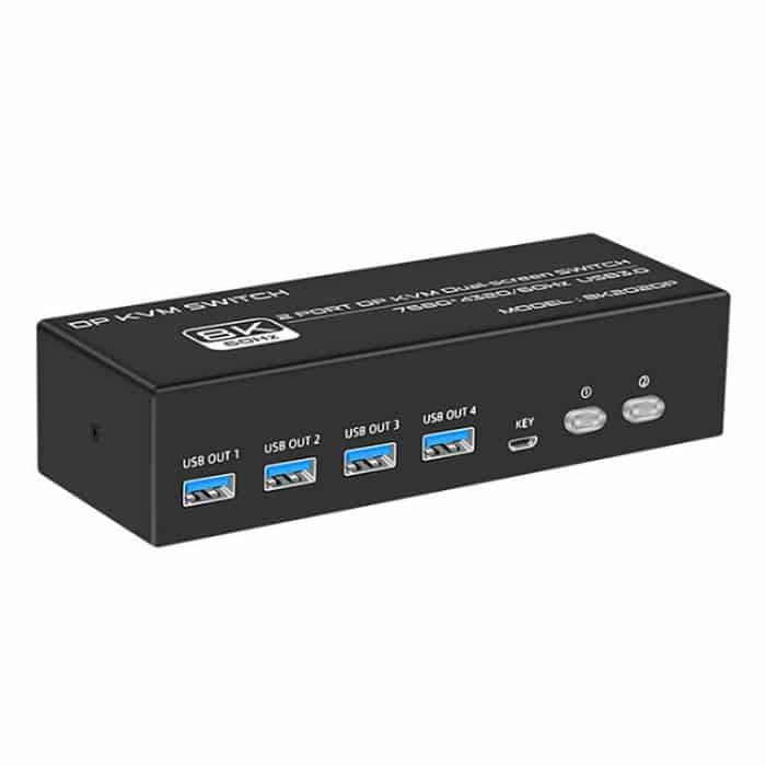 FJGEAR FJ-8K202DP 8K 60Hz DP USB3.0 Monitor KVM Switch, FJ-8K202DP, US Plug, FJ-8K202DP, EU Plug, FJ-8K202DP, UK Plug – Bild 1