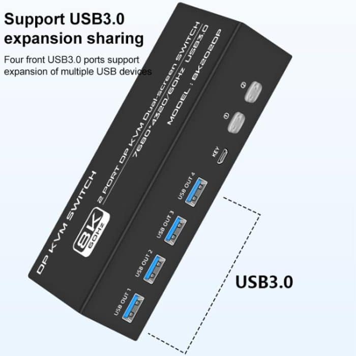 FJGEAR FJ-8K202DP 8K 60Hz DP USB3.0 Monitor KVM Switch, FJ-8K202DP, US Plug, FJ-8K202DP, EU Plug, FJ-8K202DP, UK Plug – Bild 6