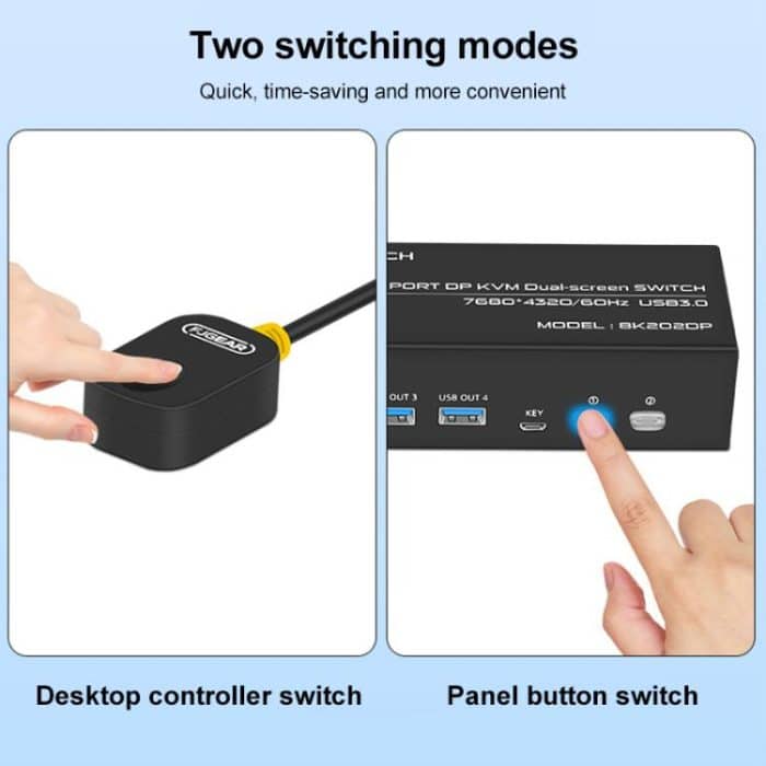 FJGEAR FJ-8K202DP 8K 60Hz DP USB3.0 Monitor KVM Switch, FJ-8K202DP, US Plug, FJ-8K202DP, EU Plug, FJ-8K202DP, UK Plug – Bild 7