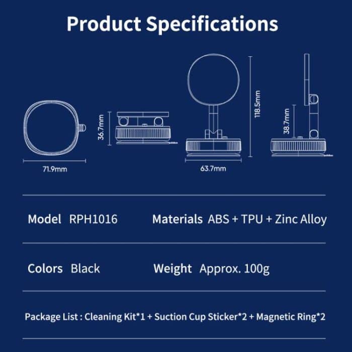 ROCK Q16 RPH1016 Car Electric Vacuum Suction Cup Magnetic Phone Holder, Q16 RPH1016 – Bild 19