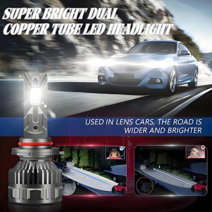 2pcs/Pack 50W 6000LM 6000K Car Double Copper Tube LED Headlight Bulb, 9005, 9006, H1, H4, H7, H11 – Bild 6
