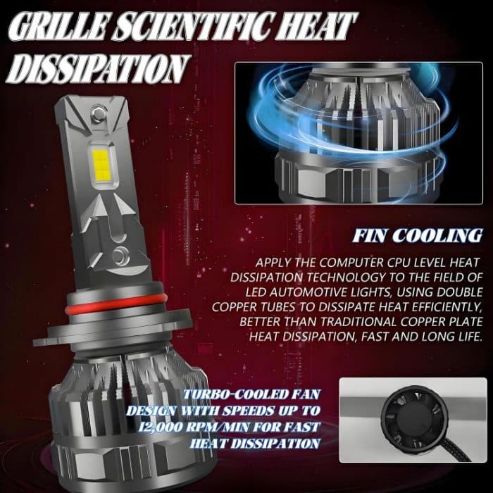 2pcs/Pack 50W 6000LM 6000K Car Double Copper Tube LED Headlight Bulb, 9005, 9006, H1, H4, H7, H11 – Bild 8