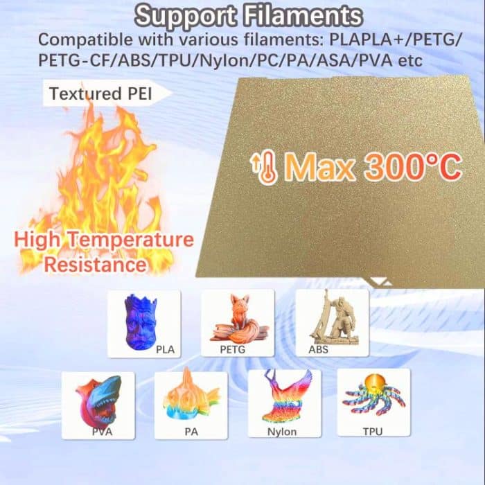 3D Printer Build Plate Spring Steel Sheet For ANYCUBIC 268x256mm, Gold / PEI Coating, Black / PEI Coating, PEI Coating + PET Carbon Fiber Film, PEI Coating + PEO Diamond Film, PEI Coating + PEY Starry Film, PEI Coating + PEI Film... – Bild 6