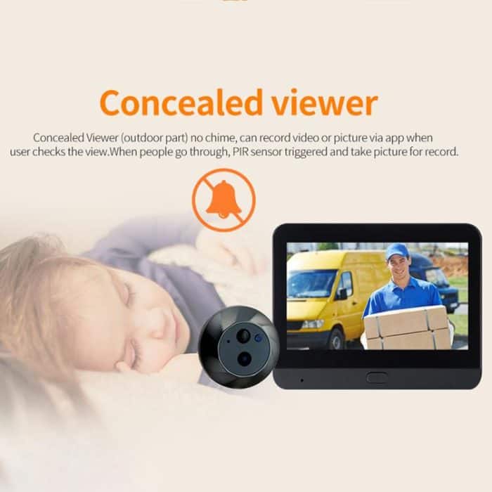 ESCAM C88 4.3 inch 1080P PIR Digital Door Viewer WiFi Video Doorbell Support Night Vision, Two-way Audio, C88 – Bild 3