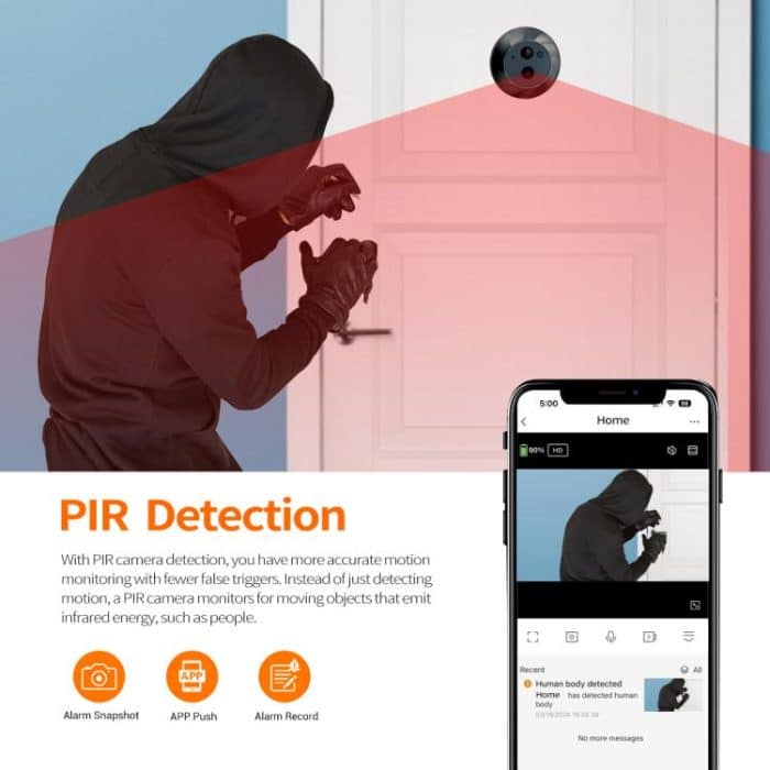 ESCAM C88 4.3 inch 1080P PIR Digital Door Viewer WiFi Video Doorbell Support Night Vision, Two-way Audio, C88 – Bild 7