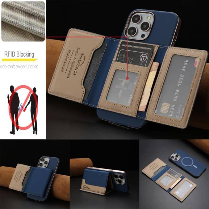 Colour Matching Horizontal Magnetic Card Bag RFID MagSafe Phone Case, For iPhone 16 Pro Max, For iPhone 16 Pro, For iPhone 16 Plus, For iPhone 16 – Bild 5
