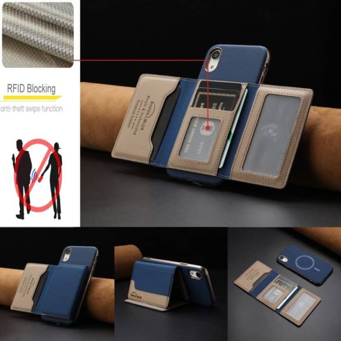 Colour Matching Horizontal Magnetic Card Bag RFID MagSafe Phone Case, For iPhone XR, For iPhone 8 Plus / 7 Plus, For iPhone 8 / 7 / 6 – Bild 7