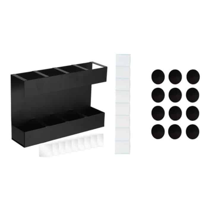 Four-grid Straw Cutlery Metal Storage Rack Kitchen Organizer with 12pcs Soft Magnetic Sheet, with 12pcs Soft Magnetic Sheet – Bild 4