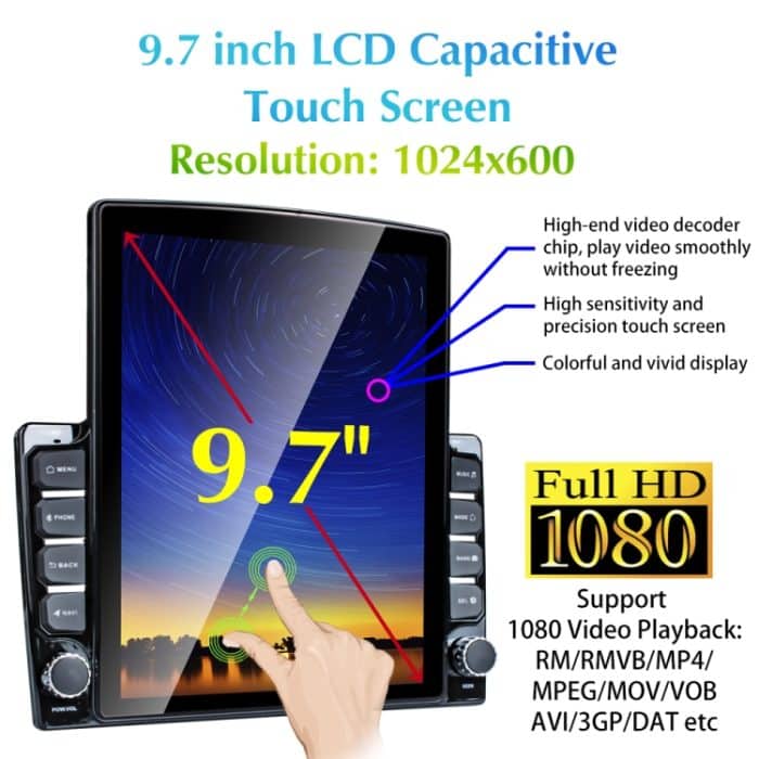 9,7 Zoll vertikaler Bildschirm 2.5D Glas Auto Android Universal Player Navigator MP5 Integrierte Maschinenunterstützung Telefonverbindung / GPS / FM / Lenkradsteuerung – Bild 7