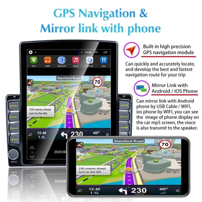 9,7 Zoll vertikaler Bildschirm 2.5D Glas Auto Android Universal Player Navigator MP5 Integrierte Maschinenunterstützung Telefonverbindung / GPS / FM / Lenkradsteuerung – Bild 8