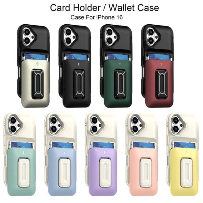 Sliding Card Holder Integrated Phone Case with Kickstand, For iPhone 16, For iPhone 15 Pro Max – Bild 2