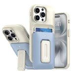 Sliding Card Holder Integrated Phone Case with Kickstand, For iPhone 15 Pro, For iPhone 15 Plus / 14 Plus