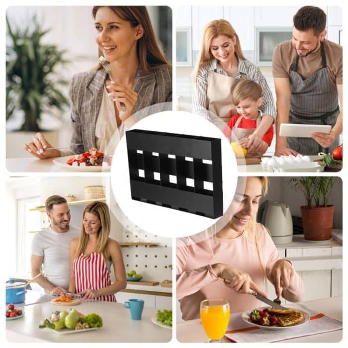 Five-grid Straw Cutlery Metal Storage Rack Kitchen Organizer, without Soft Magnetic Sheet, with 12pcs Soft Magnetic Sheet – Bild 7