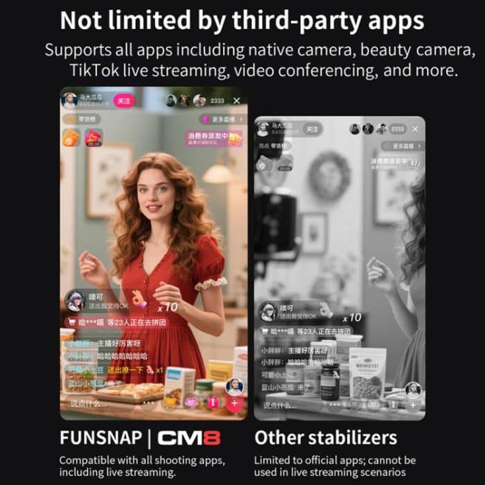 FUNSNAP CM8 Smartphone Stabilizer Foldable 3-axis Anti-shake Vlog Shooting Gimbal, Basic Version, AI Version – Bild 3