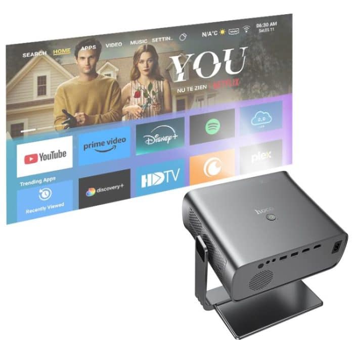 hoco DT5 1920x1080P 270ANSI Smart Electric Focus Projector Android Version, EU Plug, US Plug – Bild 4
