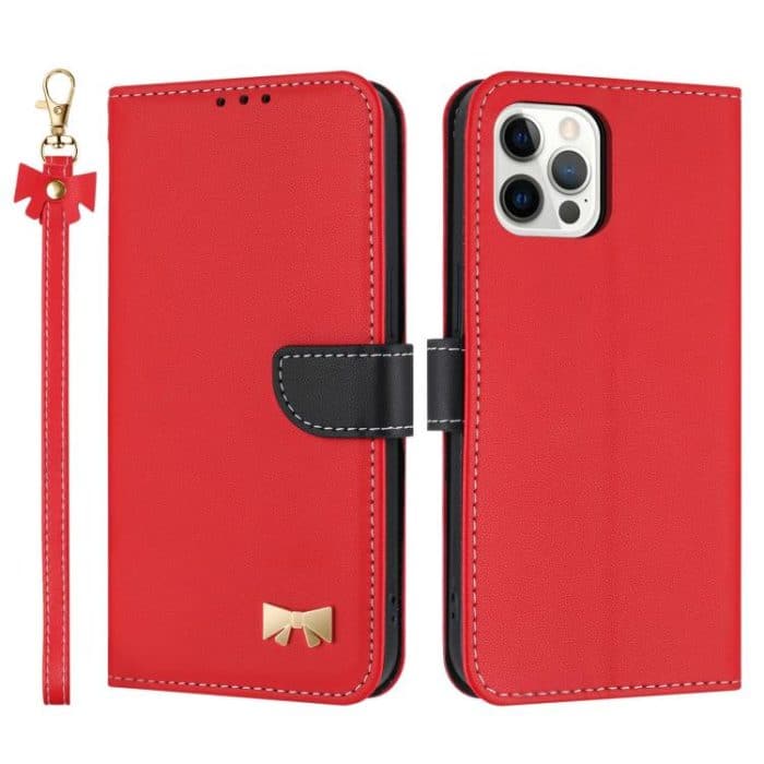 Metal Bow Leather Phone Case with Hand Strap, For iPhone 12 Pro Max, For iPhone 11 Pro Max, For iPhone 11, For iPhone 11 Pro – Bild 1