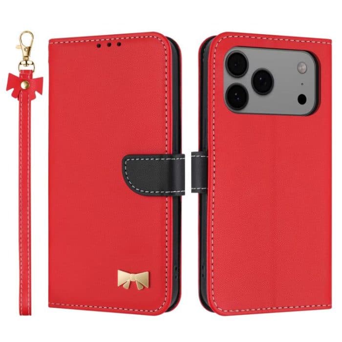 Metal Bow Leather Phone Case with Hand Strap, For iPhone 17 Pro Max, For iPhone 17 Pro, For iPhone 17, For iPhone 17 Air – Bild 1