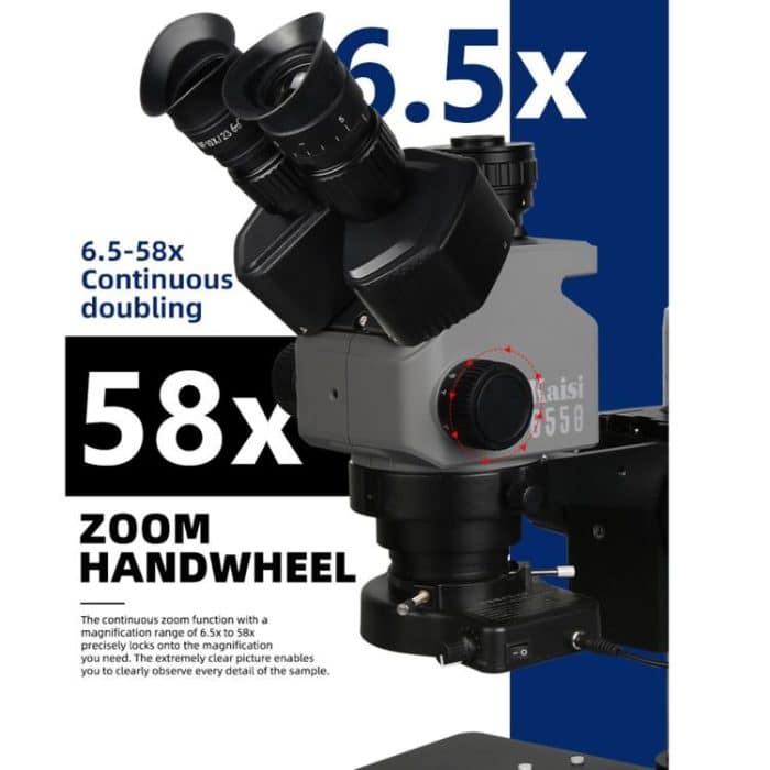 Kaisi 6558 6,5-58X Synchronzoom Trinokular-Stereomikroskop – Bild 7