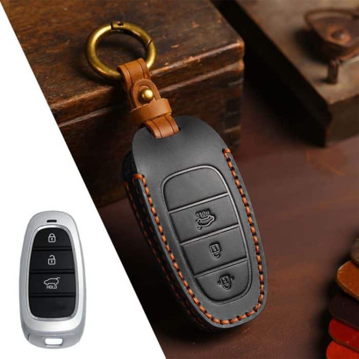 EDA008091501A.jpg For Hyundai Staria / Sonata 3-button B121 Crazy Horse Cowhide Car Key Protection Cover, For Hyundai Staria 3-button, For Hyundai Staria / Sonata 3-button – Bild 1