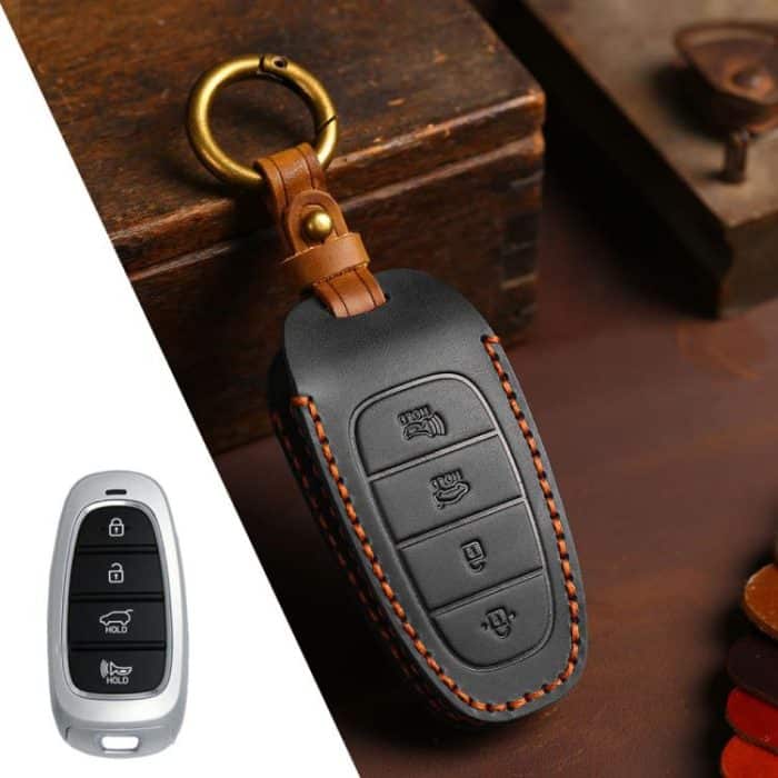 EDA008091901A.jpg For Hyundai Staria / Sonata 4-button B122 Crazy Horse Cowhide Car Key Protection Cover, For Hyundai Staria 4-button, For Hyundai Staria / Sonata 4-button – Bild 1