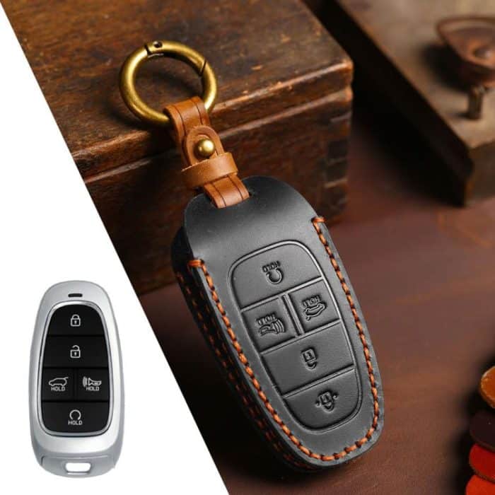 EDA008092001A.jpg For Hyundai Staria / Sonata 5-button B123 Crazy Horse Cowhide Car Key Protection Cover, For Hyundai Staria 5-button, For Hyundai Staria / Sonata 5-button – Bild 1