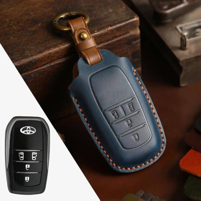 EDA008094501A.jpg For Toyota Alphard Hallmo Crazy Horse Cowhide Car Key Protection Cover, For Toyota Alphard 4-button, For Toyota Alphard 5-button – Bild 1