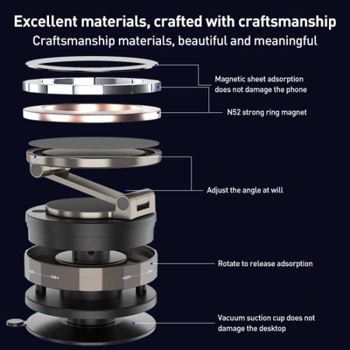 CC-T30-2 Vacuum Adsorption Rotating Magnetic Car Phone Holder – Bild 9