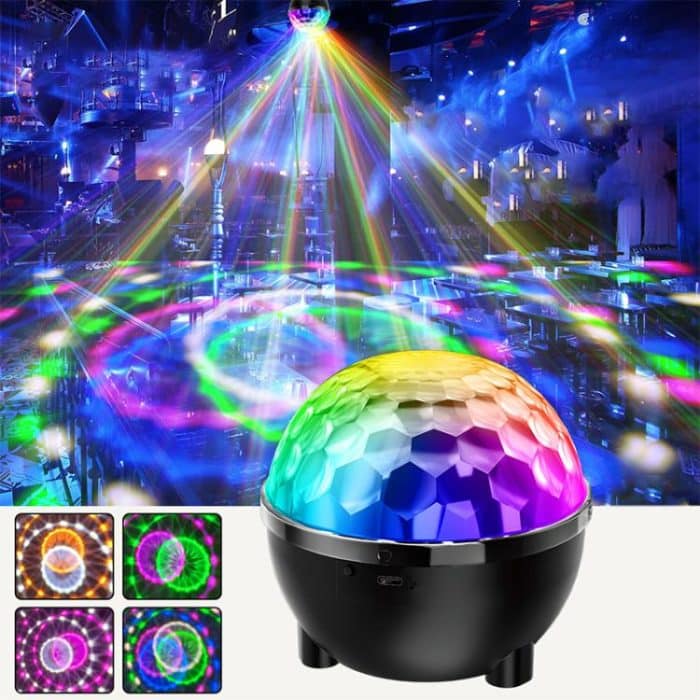 EDA008101701A.jpg Sunflower Magic Ball Light LED RGB Rotating Stage Lamp, Voice Control, Remote Control – Bild 1