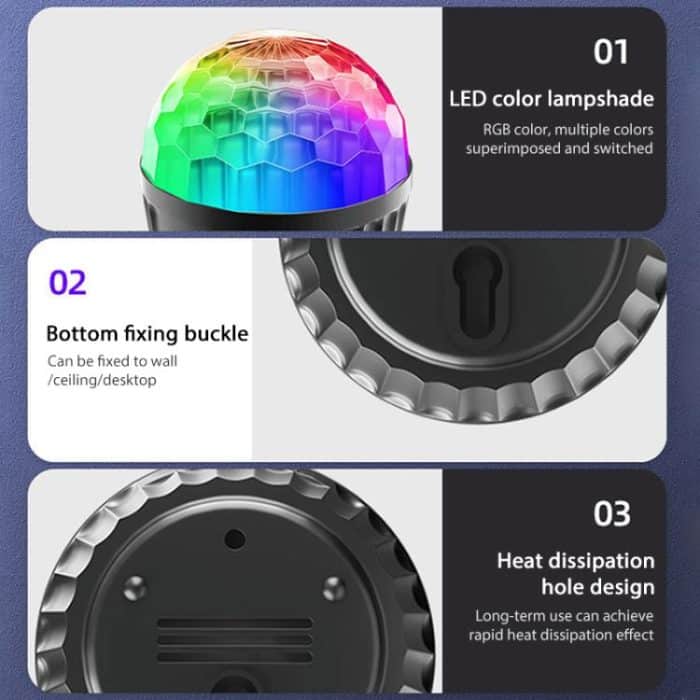 Stripe Magic Ball Light LED RGB Rotating Stage Lamp, No Remote Control, With Remote Control – Bild 7