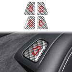 For Tesla Model 3 2019-2023 / Y 2019-2024 4pcs/Set Carbon Fiber Car Door Switch Decorative Sticker with Label, For Tesla Model 3 2019-2023 / Y 2019-2024 Car Door Switch