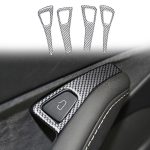 For Tesla Model 3 2017-2022 / Y 2020-2024 4pcs/Set Carbon Fiber Car Door Switch Panel Decorative Sticker, Car Door Switch Panel
