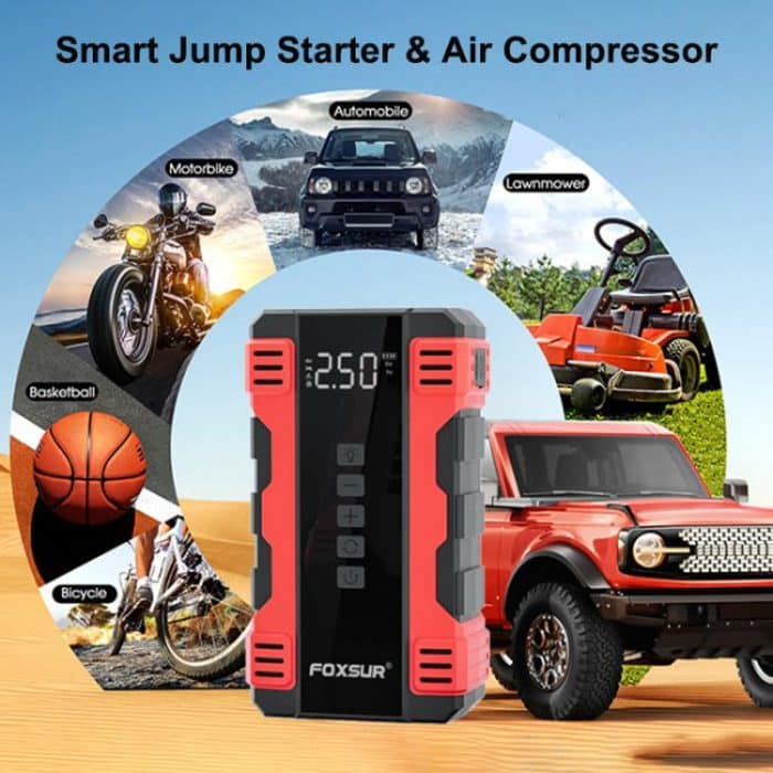FOXSUR Car Emergency Starter Power Supply Multi-function Portable Car Air Pump – Bild 2