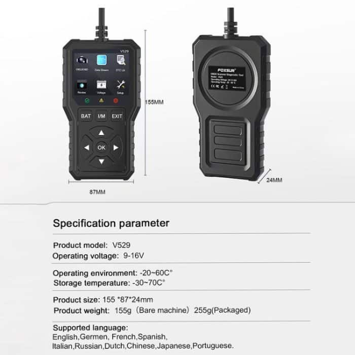 FOXSUR V529 OBD2 Car Engine Fault Code Reader Diagnostic Instrument – Bild 10