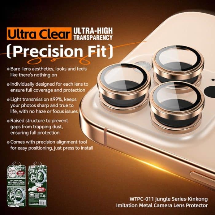 WTPC-011 Jungle Series Kinkong Imitation Metal Camera Lens Protector Film, For iPhone 16 Pro / 16 Pro Max – Bild 2
