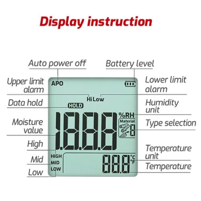 TASI TA661B Wood Moisture Meter Quickly Measure Moisture Content Tester Temperature Humidity Detector, TA661B – Bild 3