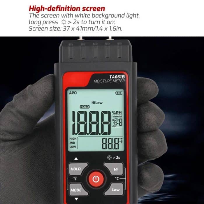 TASI TA661B Wood Moisture Meter Quickly Measure Moisture Content Tester Temperature Humidity Detector, TA661B – Bild 5