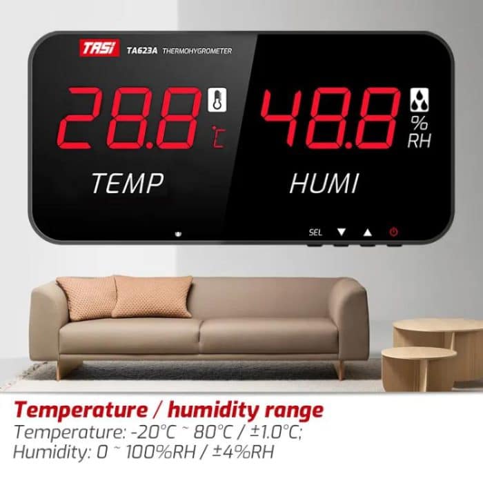 TRSI TA623A Industrielles Thermometer-Hygrometer zur Wandmontage, eingebaute Sonde – Bild 6