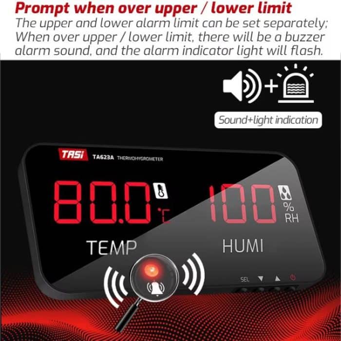 TRSI TA623A Industrielles Thermometer-Hygrometer zur Wandmontage, eingebaute Sonde – Bild 9