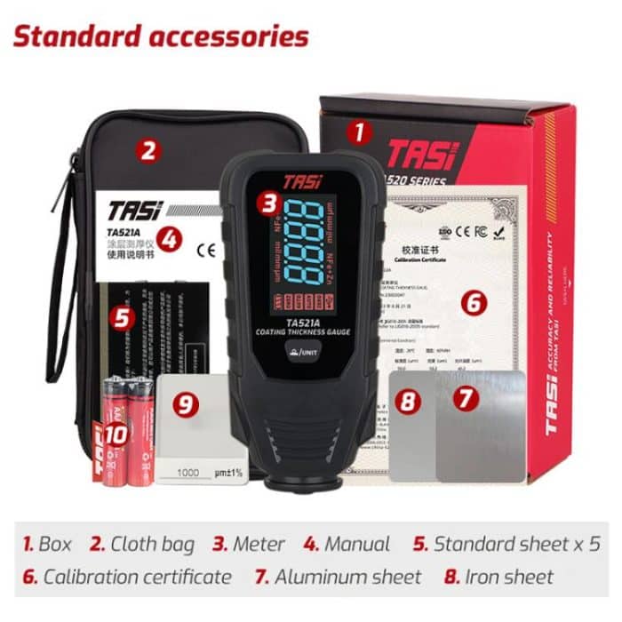 TASI TA521A Car Paint Film Meter Paint Surface Tester Coating Thickness Gauge, TA521A – Bild 9