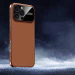 Soft Armor Cooling Plain Leather Hybrid PC Phone Case, For iPhone 16 Pro Max, For iPhone 16 Pro, For iPhone 16, For iPhone 15 Pro Max