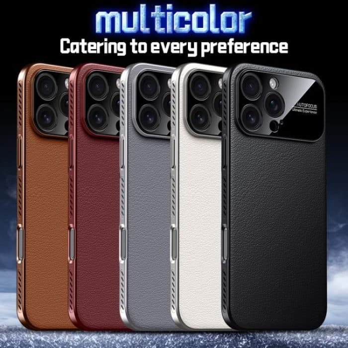 Soft Armor Cooling Plain Leather Hybrid PC Phone Case, For iPhone 16 Pro Max, For iPhone 16 Pro, For iPhone 16, For iPhone 15 Pro Max – Bild 2