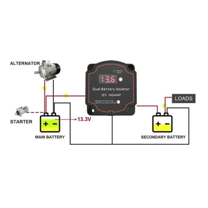 IP68 12V 140A Car Smart Dual Battery Isolation Controller with Digital Display Voltmeter, 3m Set, 5m Set, 7m Set, 8m Set – Bild 6
