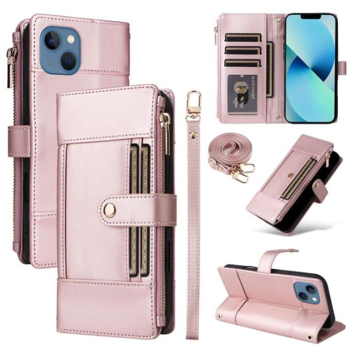 Crossbody Strap RFID Blocking Zipper Wallet Leather Phone Case, For iPhone 15, For iPhone 14 Plus, For iPhone 14 / 13, For iPhone 14 Pro – Bild 1
