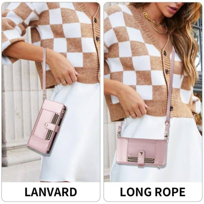 Crossbody Strap RFID Blocking Zipper Wallet Leather Phone Case, For iPhone 15, For iPhone 14 Plus, For iPhone 14 / 13, For iPhone 14 Pro – Bild 7