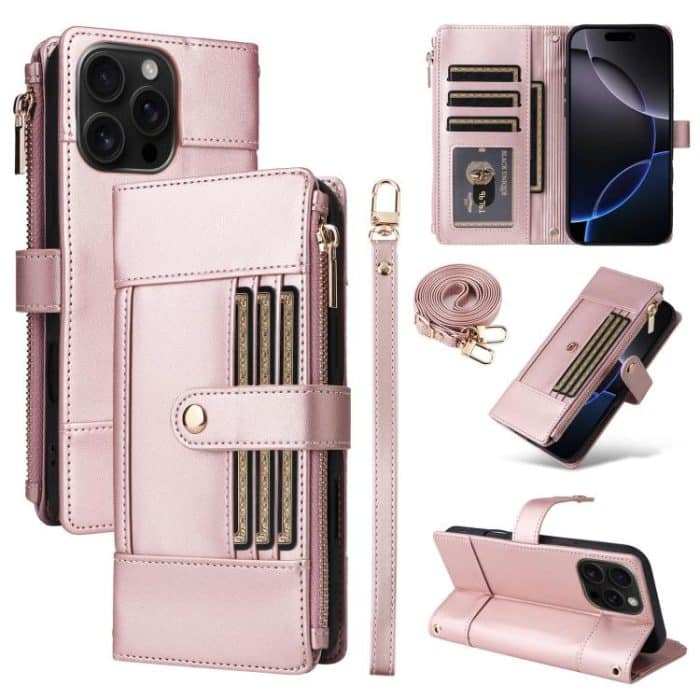 EDA008153913A.jpg Crossbody Strap RFID Blocking Zipper Wallet Leather Phone Case, For iPhone 14 Pro Max, For iPhone 13 Pro Max, For iPhone 13 Pro, For iPhone 12 / 12 Pro – Bild 1