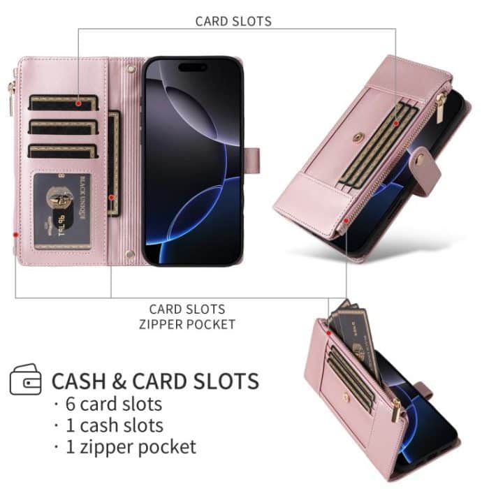 Crossbody Strap RFID Blocking Zipper Wallet Leather Phone Case, For iPhone 14 Pro Max, For iPhone 13 Pro Max, For iPhone 13 Pro, For iPhone 12 / 12 Pro – Bild 5